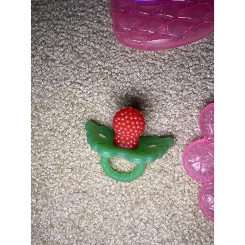 Lot of 5 Baby Teether Toys Infantino Bright Starts RaZbaby & Silicone Feeder